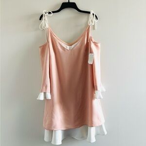 Nanette Lepore Dress Blush Pink Tie Shoulder Ruffle Women 2 NWT Romantic Wedding